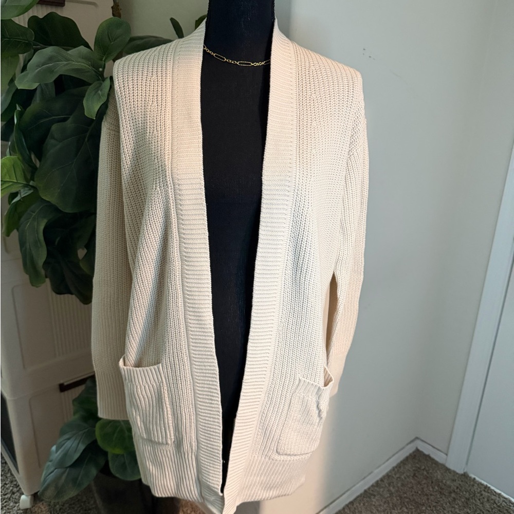 Women's Cream Open-Front Sweater